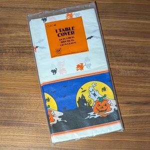 Vintage Cleo Halloween Ghosts Bats Spooky House Paper Table Cover 54" x 96" NEW!